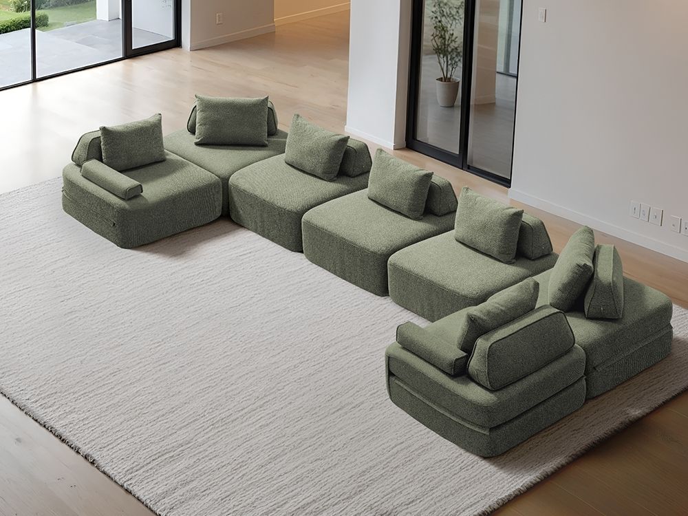 Cushie Modular 7-Seater U-Shaped Chaise (5.08m) - Charcoal