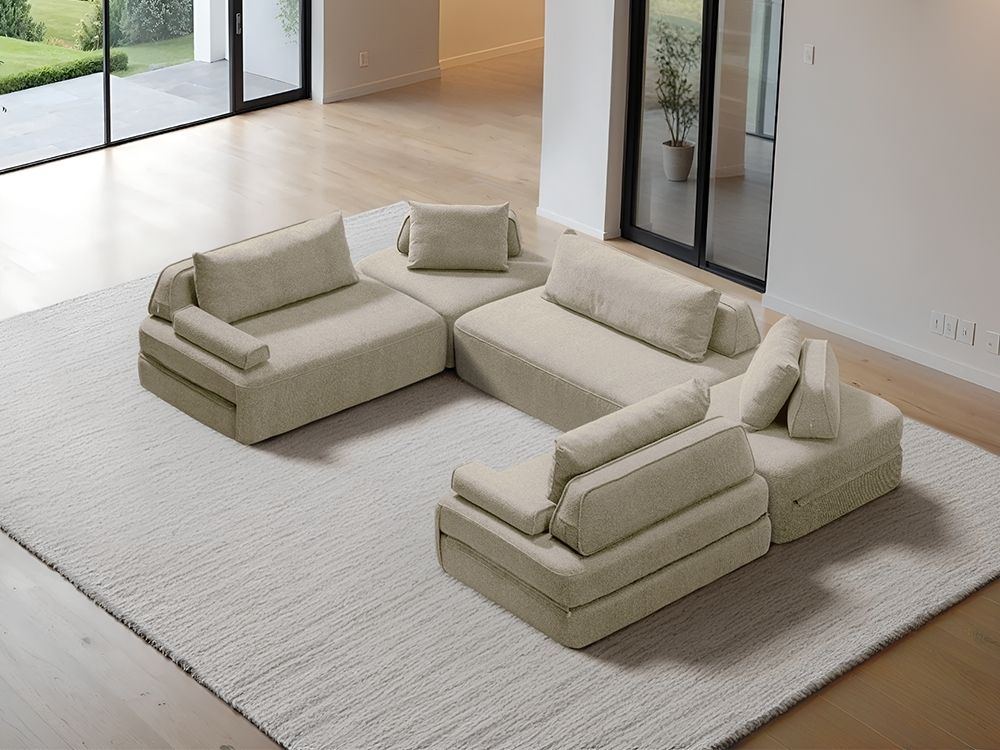 Cushie Modular 6-Seater U-Shaped Chaise (3.57m) - Cream
