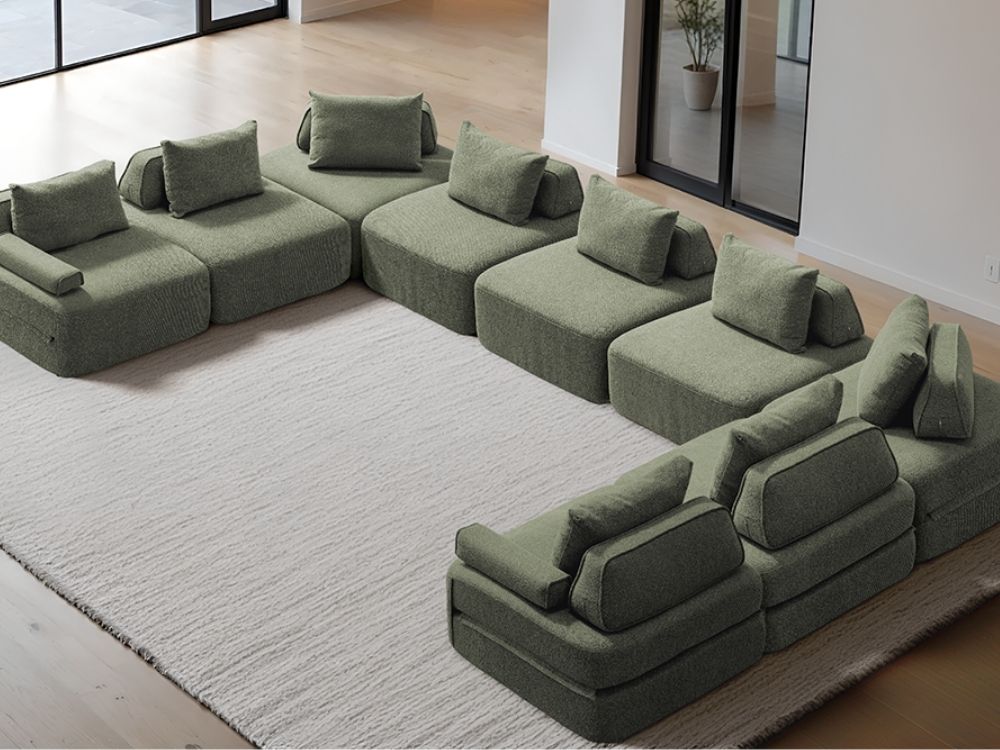 Cushie Modular 9-Seater U-Shaped Chaise (5.08m) - Charcoal