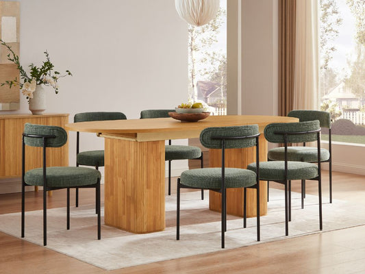 Tate 6/8/10 Seater Extendable Natural & Green Dining Table Set