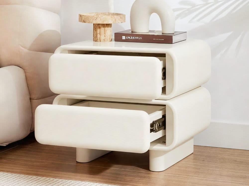Twix Bedside Table White