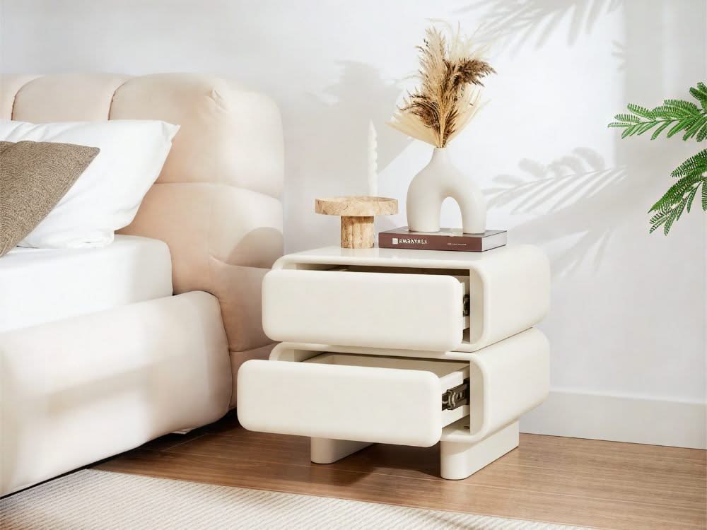 Twix Bedside Table White