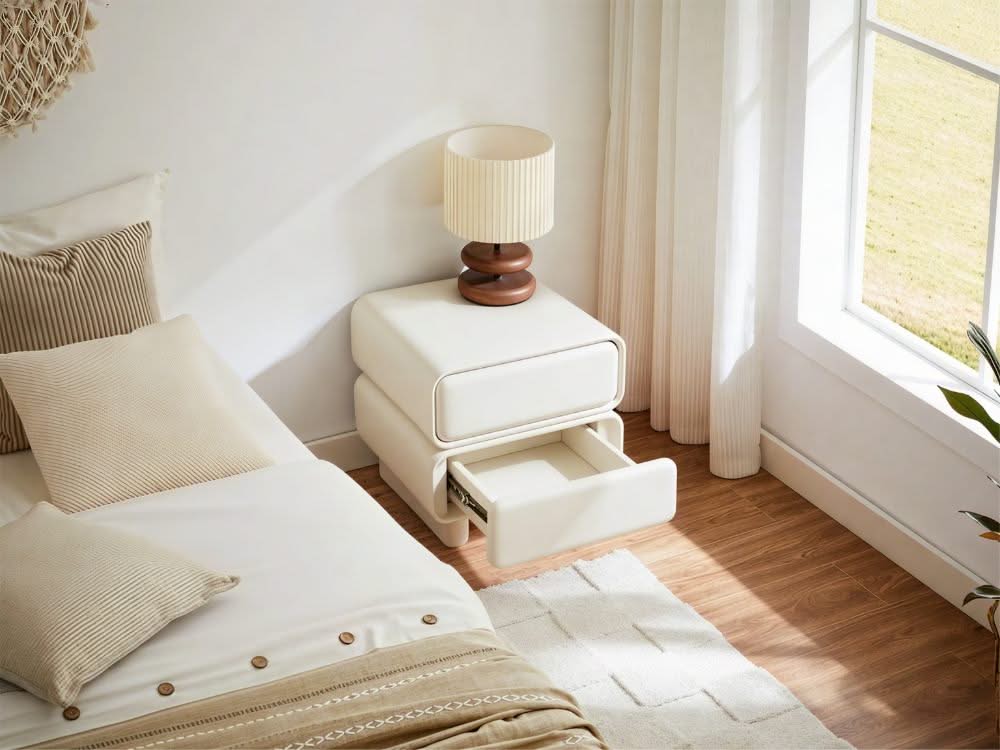 Twix Bedside Table White