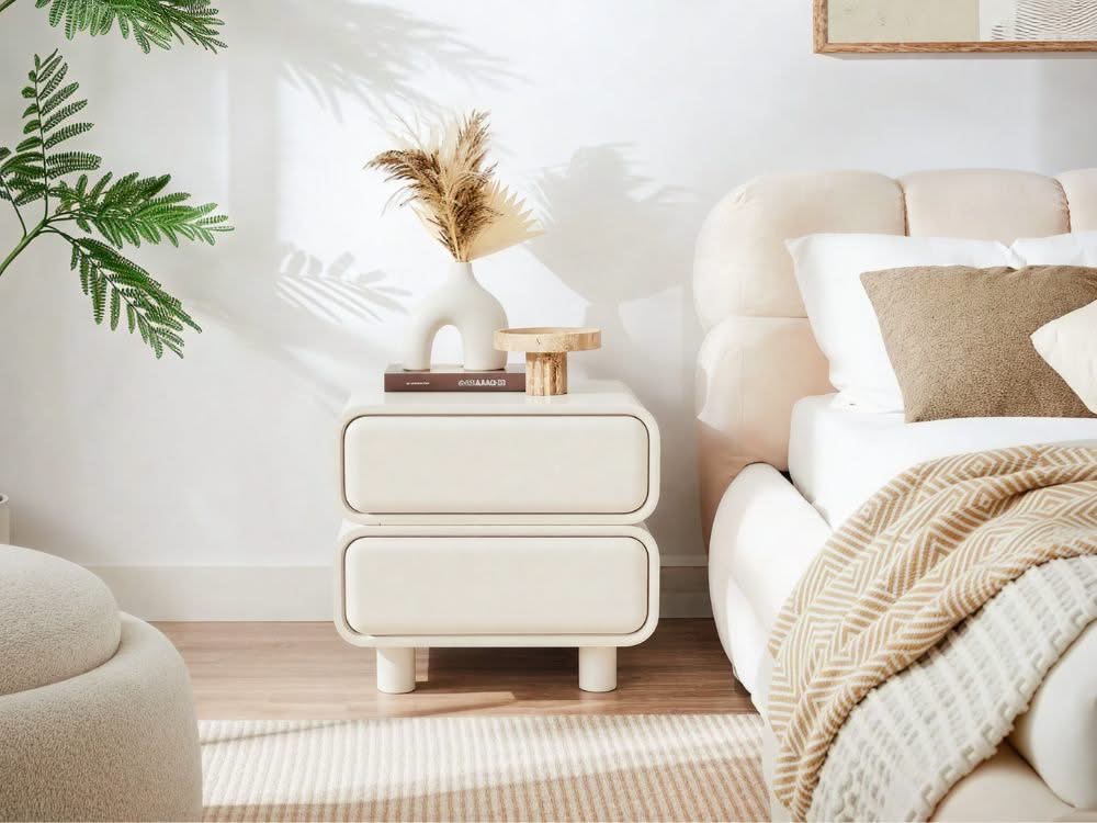 Twix Bedside Table White