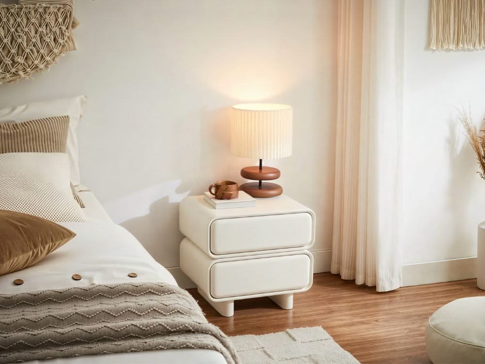 Twix Bedside Table White