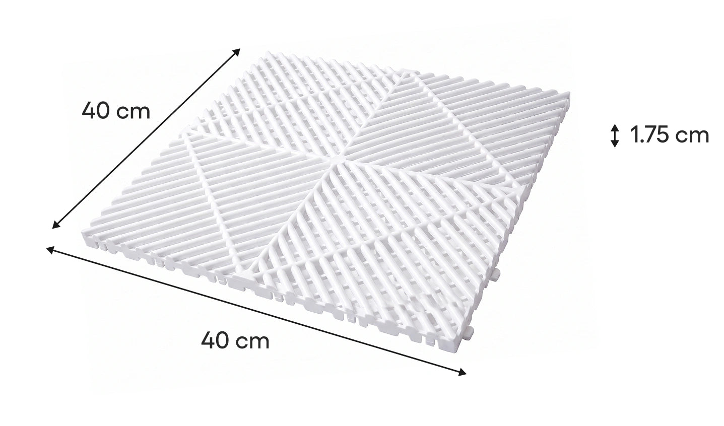 Cushie Airflow Pad tile dimensions: 40 cm by 40 cm and 1.75 cm high