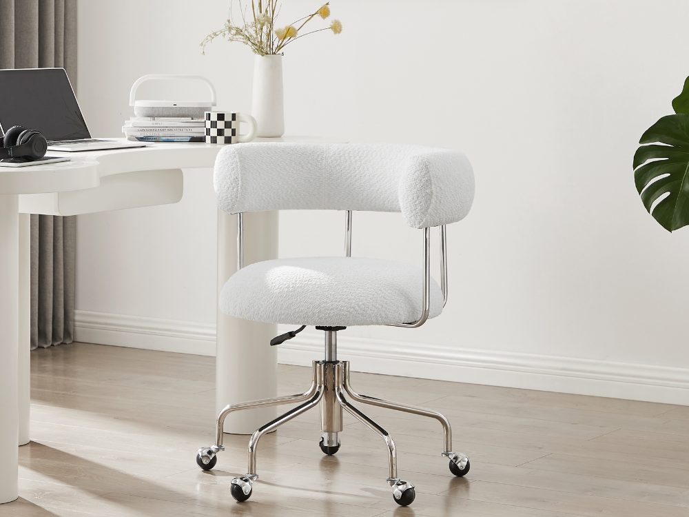 White fuzzy office chair hot sale